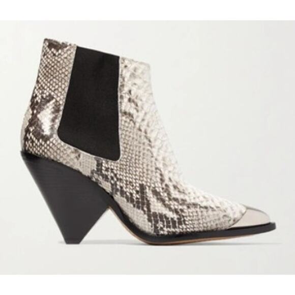 NWT Isabel Marant Lemsey Snake-Effect Leather Boots Women's Sz. 37 (US 7) - Picture 1 of 10